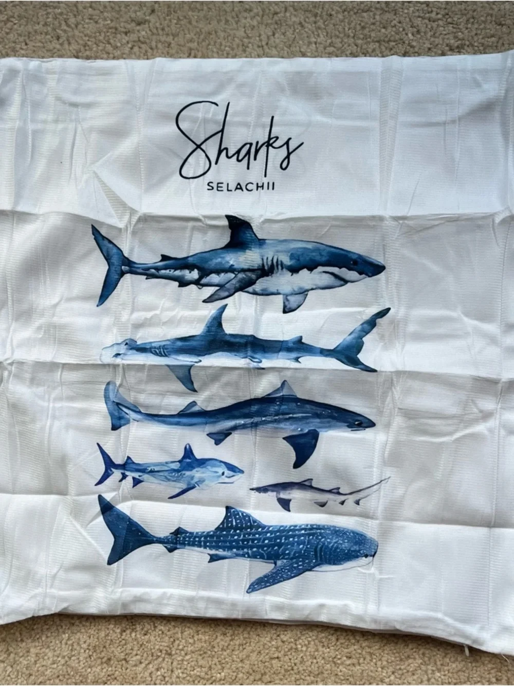 NEW Set of 2 Blue & White Whale & Shark Pillow Covers - 18”x18” - Covers Only